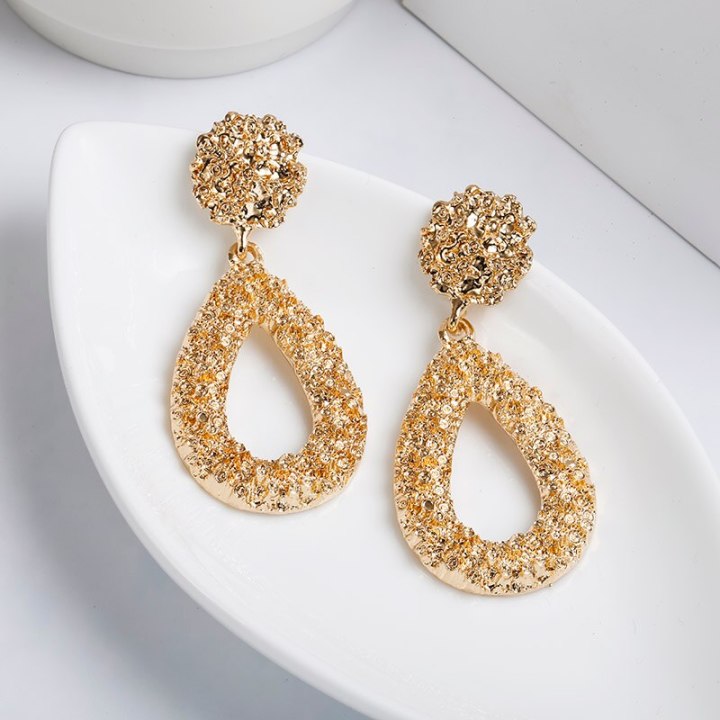 Gold Metal Water Drop Earrings