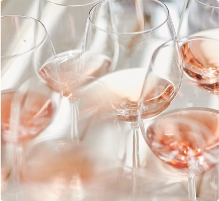 Glasses of dry rosé wine