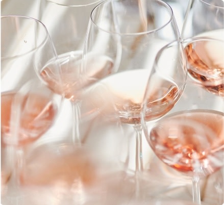 Glasses of dry rosé wine
