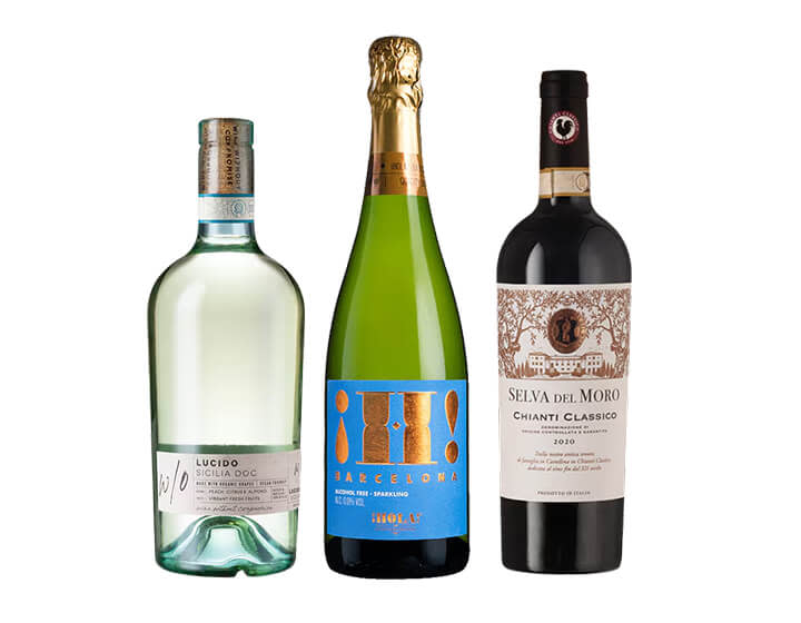 3 bottles of organic or low-alcohol wines