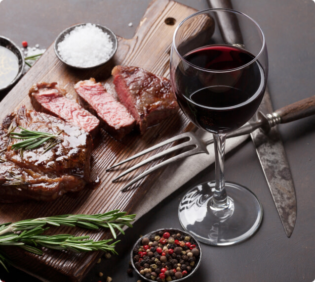 Steak paired with Malbec wine