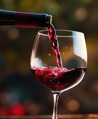 A glass of merlot red wine