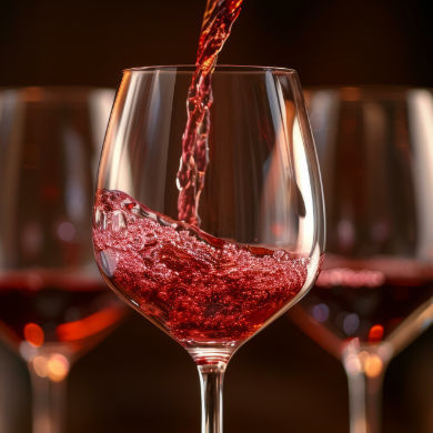 A glass of pinot noir being poured