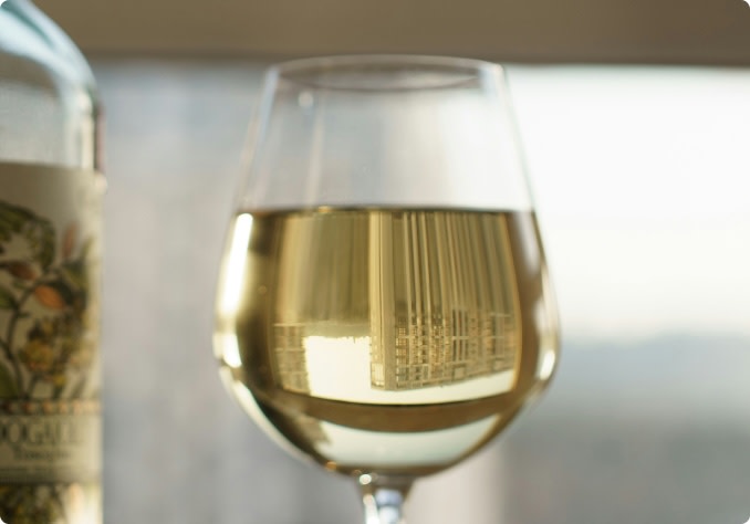 A glass of white wine