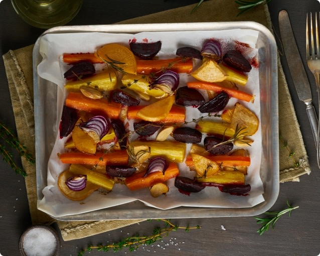 Vegan roasted vegetables pair well with Pinot Noir wine