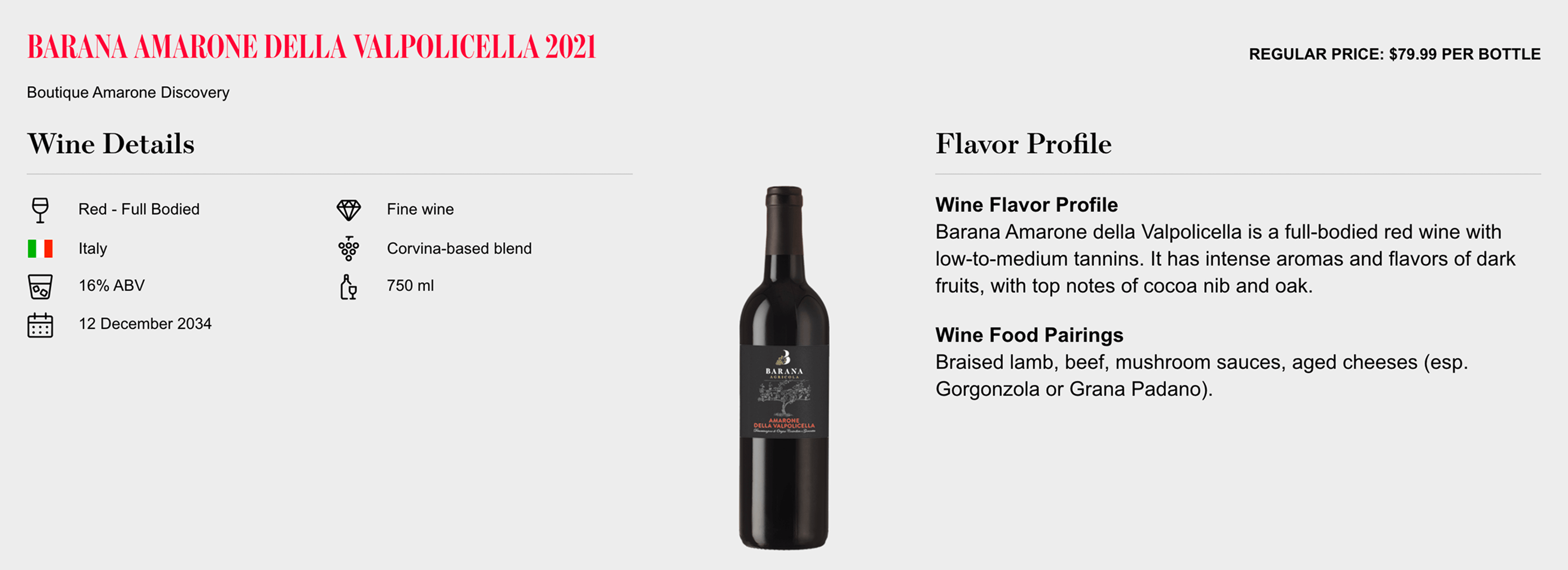 Barana Amarone Della Valpolicella 2021