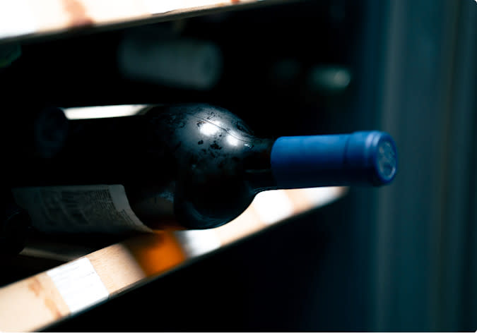 bottle of wine in storage