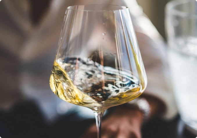 Swirling a glass of white wine