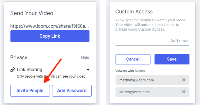 Custom access and inviting specific people example