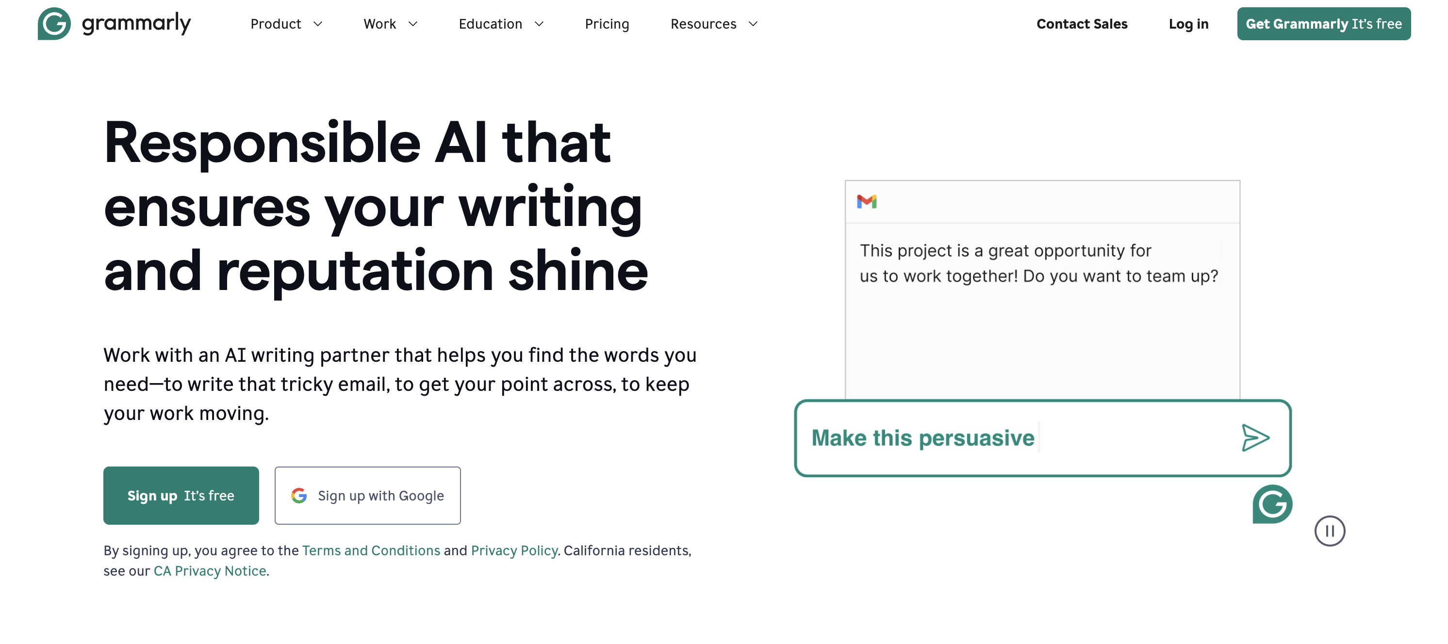 Grammarly home page