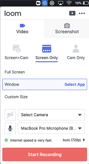Screenshot Loom Desktop App Recorder