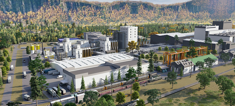 Rendering of Rock Tech Lithium Convertor at the Port of Red Rock