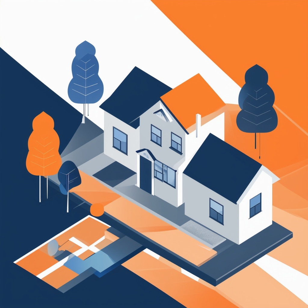 Professional Real Estate Evaluation Process: Step-by-Step Guide Vector Illustration Colorful Gradient Effect Hex Colors White ffffff Orange ec6707 Blue 1398f8 Dark Gray 595857 Light Gray a6a7a8.