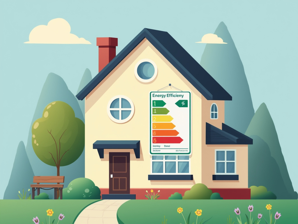 Alt Text: Energieeffizientes Haus mit Zertifikat in innovativen Farben symbolisiert Bedeutung der Energiezertifizierung im Immobilienbereich.