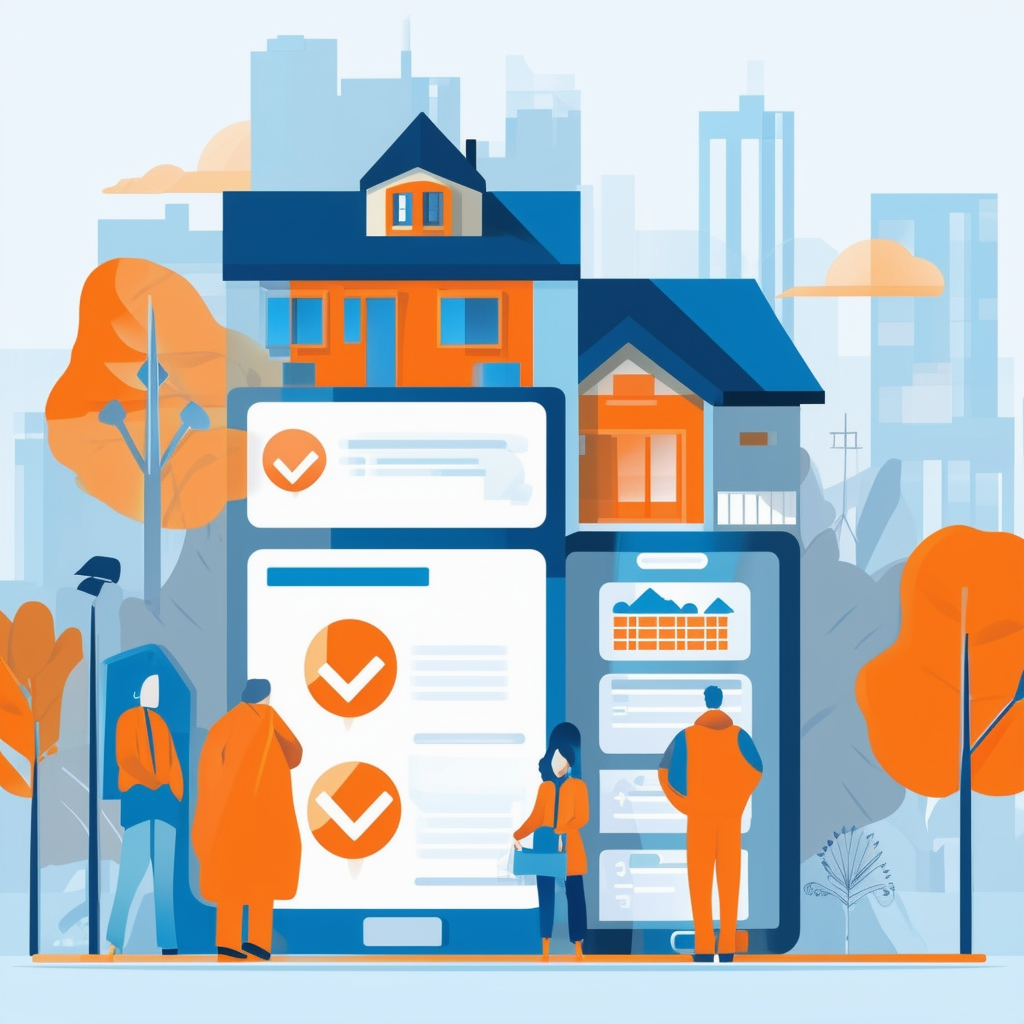 Eine flache Vektorillustration einer professionellen und informativen FAQ-Sektion zum Thema Immobilienverkauf mit sauberer und organisierter Gestaltung in den Farben Weiss ffffff Orange ec6707 Blau 1398f8 Dunkelgrau 595857 und Hellgrau a6a7a8.