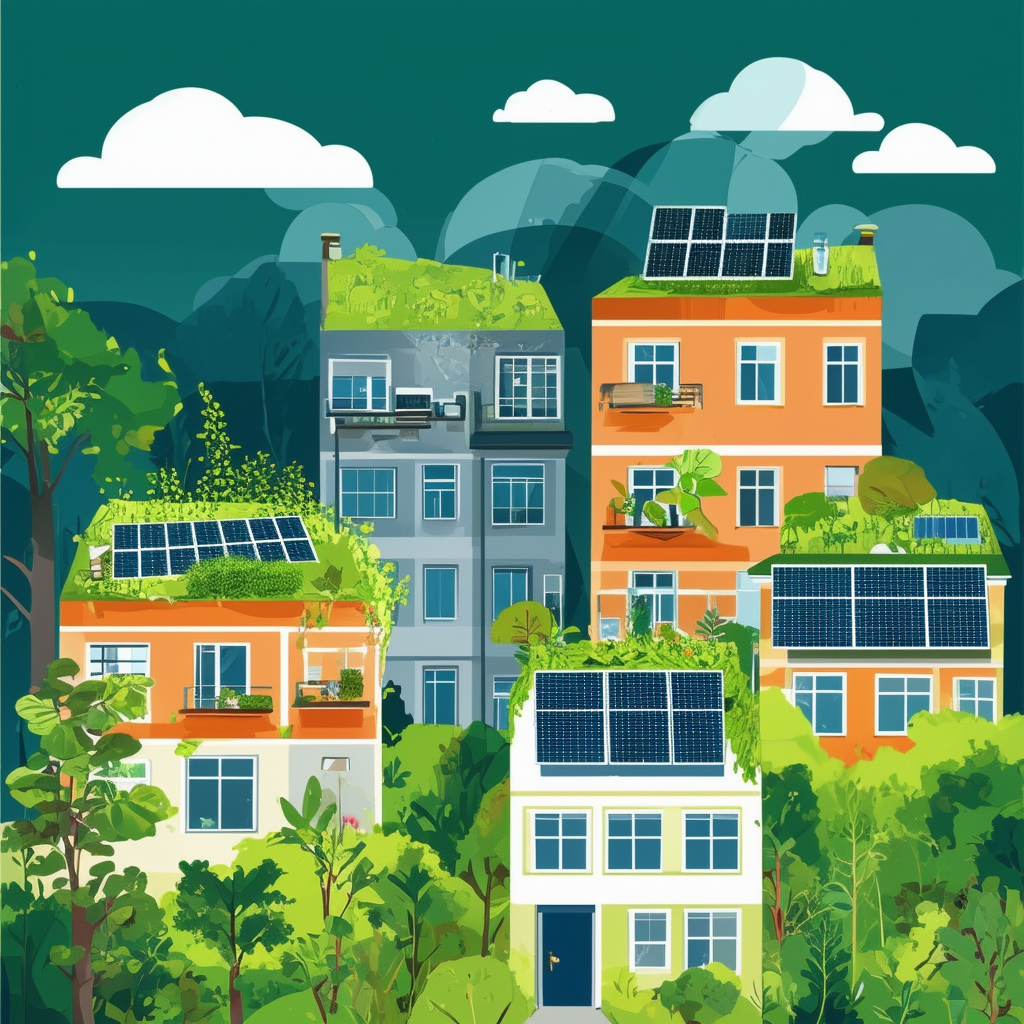 Sustainable Frankfurt homes featuring green roofs solar panels energy-efficient architecture modern buildings with natural elements eco-friendly living spaces reducing carbon footprint White ffffff Orange ec6707 Blue 1398f8 Dark Gray 595857 Light Gray a6a7