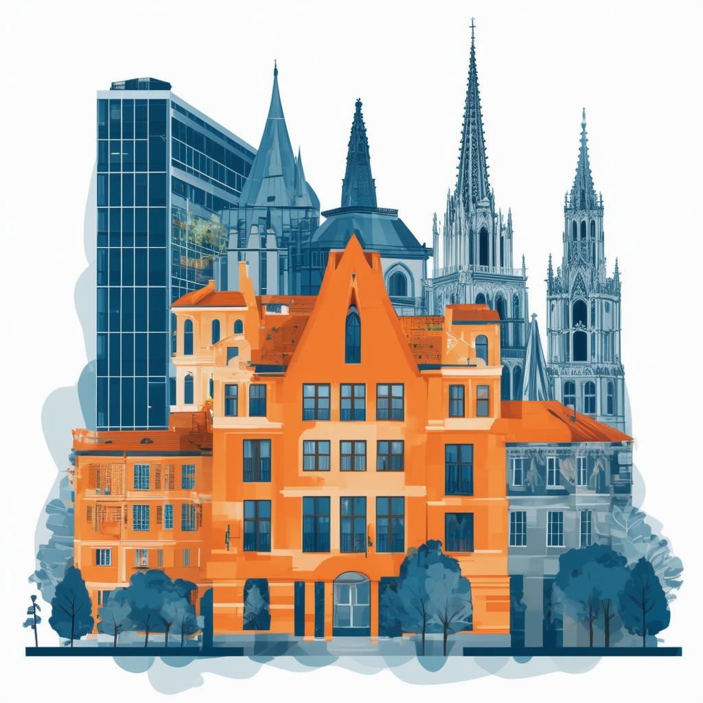 Professional property evaluation methods including market value approaches and income-based assessments set against Frankfurt am Mains iconic skyline featuring the Roemerberg St. Pauls Church and other notable landmarks accented by orange blue dark gray li