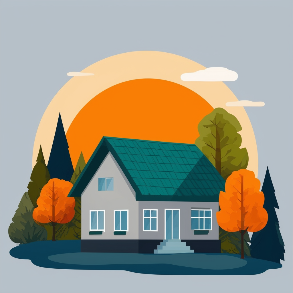 Property valuation comparison method illustration featuring a house with green roof surrounded by serene landscape highlighting factors such as location size age condition market trends White ffffff Orange ec6707 Blue 1398f8 Dark Gray 595857 Light Gray a6a