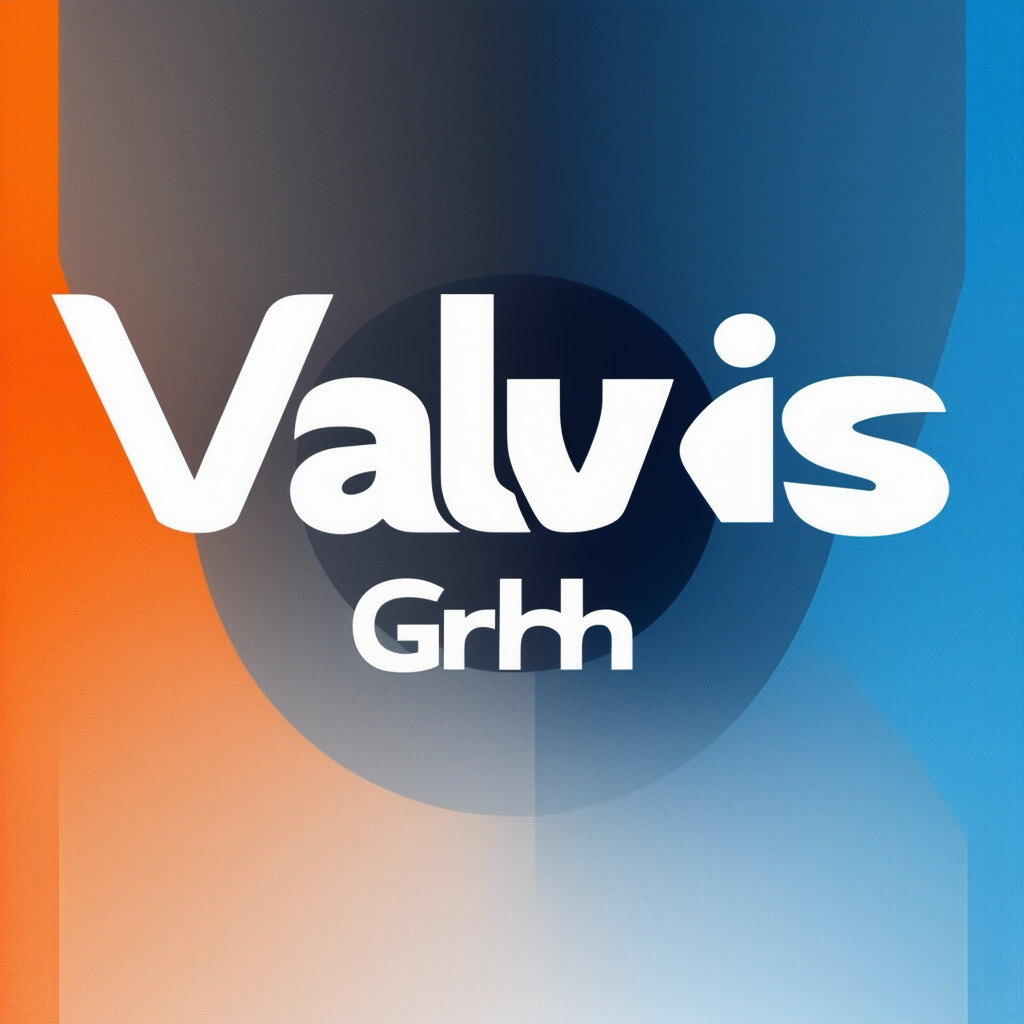 Professional logo design for Valuvis GmbH featuring modern typography clean lines geometric shapes gradient background with White ffffff Orange ec6707 Blue 1398f8 Dark Gray 595857 and Light Gray a6a7a8.