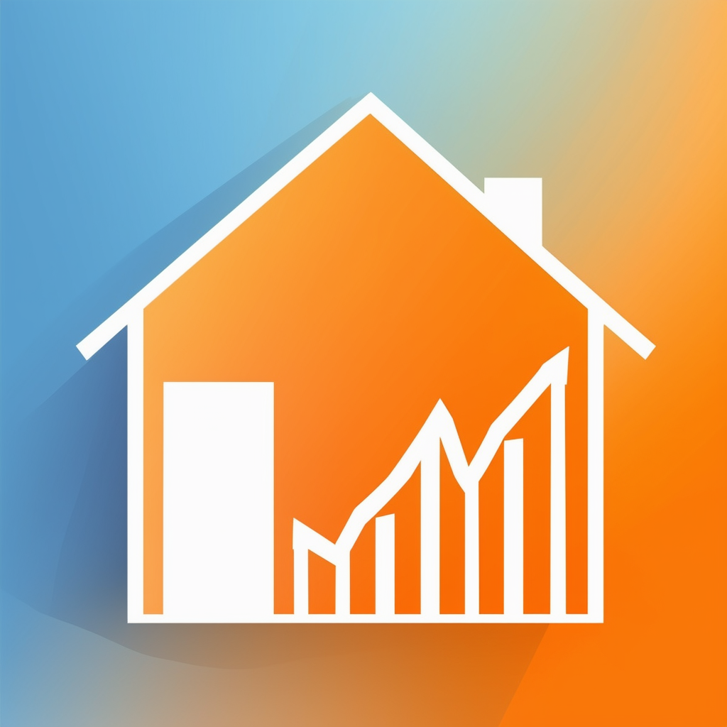 Haus mit Grafik-Ueberlagerung: Vergleichswertmethode fuer Immobilienbewertung auf weichem Gradienten von Weiss ffffff zu Orange ec6707.