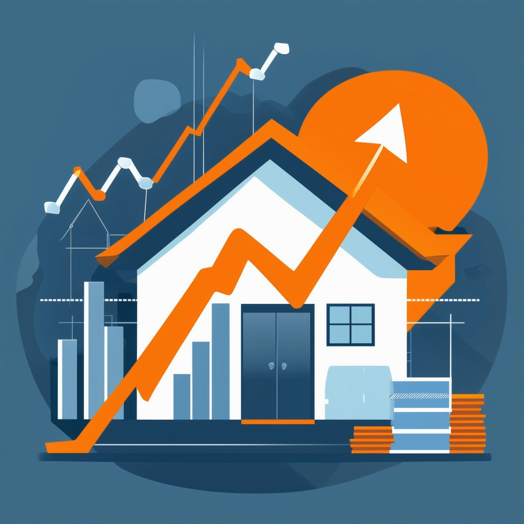 Investment Growth Concept: Secure Home with Rising Arrow Financial Charts  Graphs.