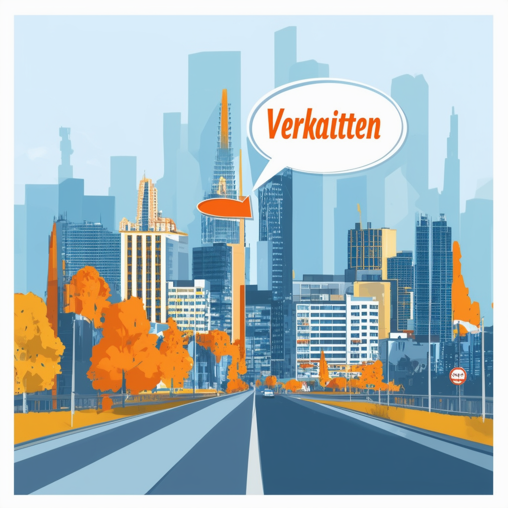 Alt Text: Verkaufen oder Vermieten: Eine fundierte Entscheidungshilfe - Frankfurt am Main Immobilienmarkt. Modern flat vector illustration featuring stylized Frankfurt skyline with buildings streets arrow symbolizing growth and investment opportunities spe