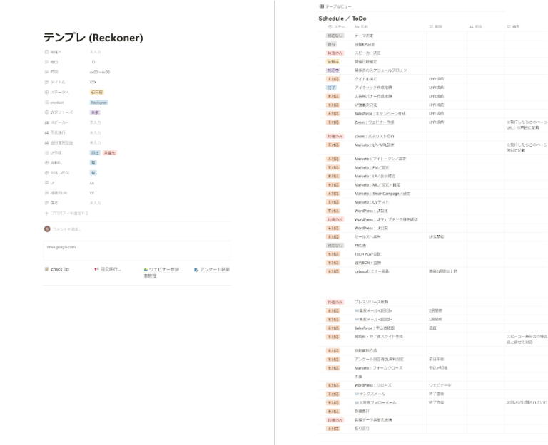 社内向けにはNotionを使ってタスク管理をしている