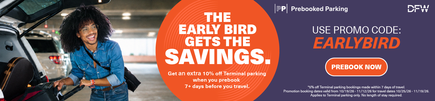 DFW Early Bird Promo DFW Airport Landing Page - 1500x350