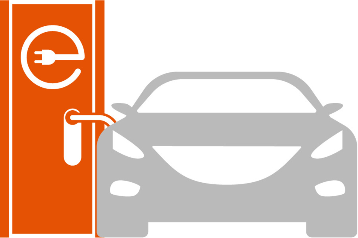 ev car charging orange icon