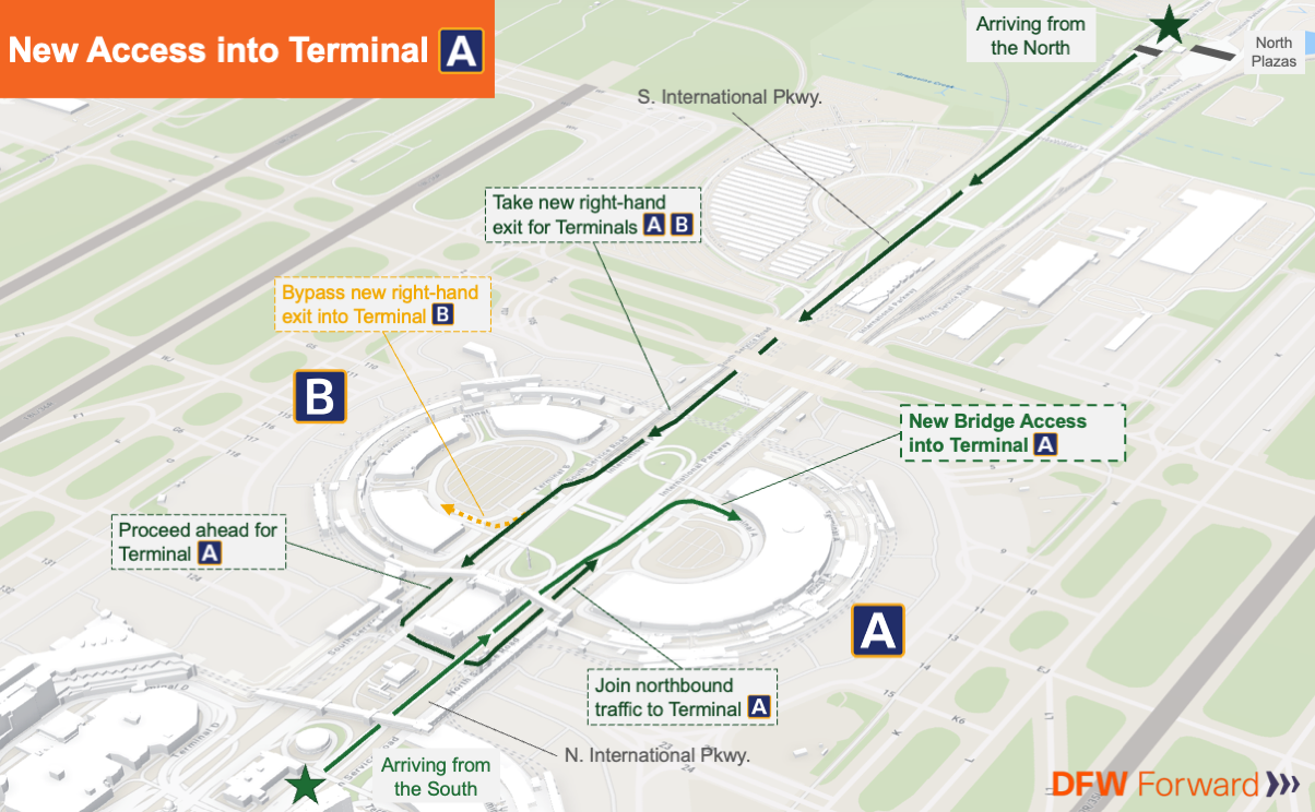 Map showing new access into Terminal A
