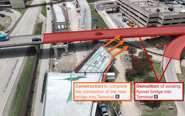 Construction Advisory: DFW Airport Schedules Roadway Detours to Complete Construction of New Bridge into Terminal B