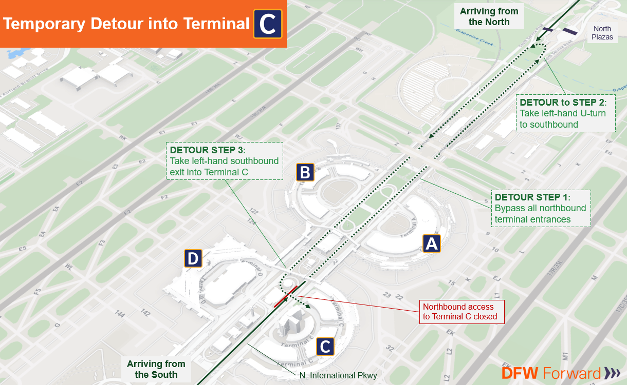 Terminal C Detour Map