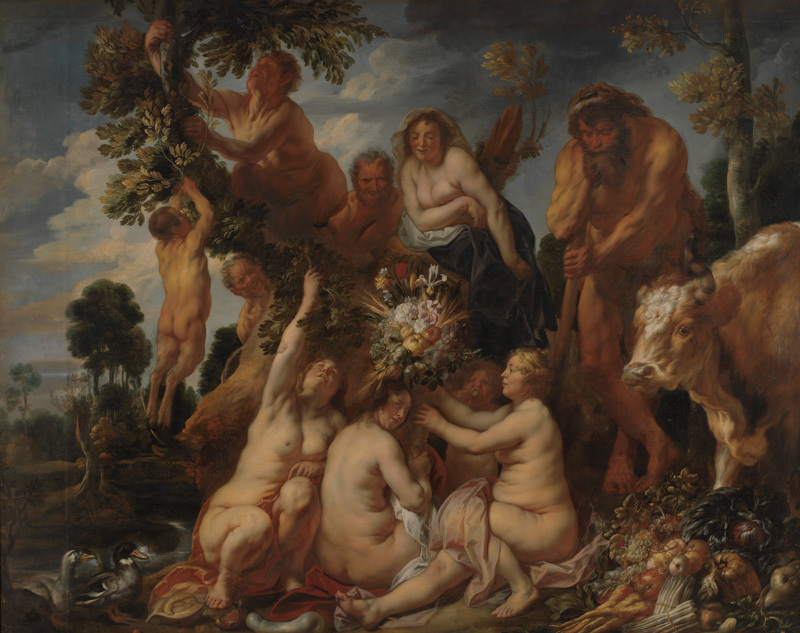 achelous defeated by hercules the origin of the cornucopia allegory of fruitfulness by jacob jordaens 1649 statens museum