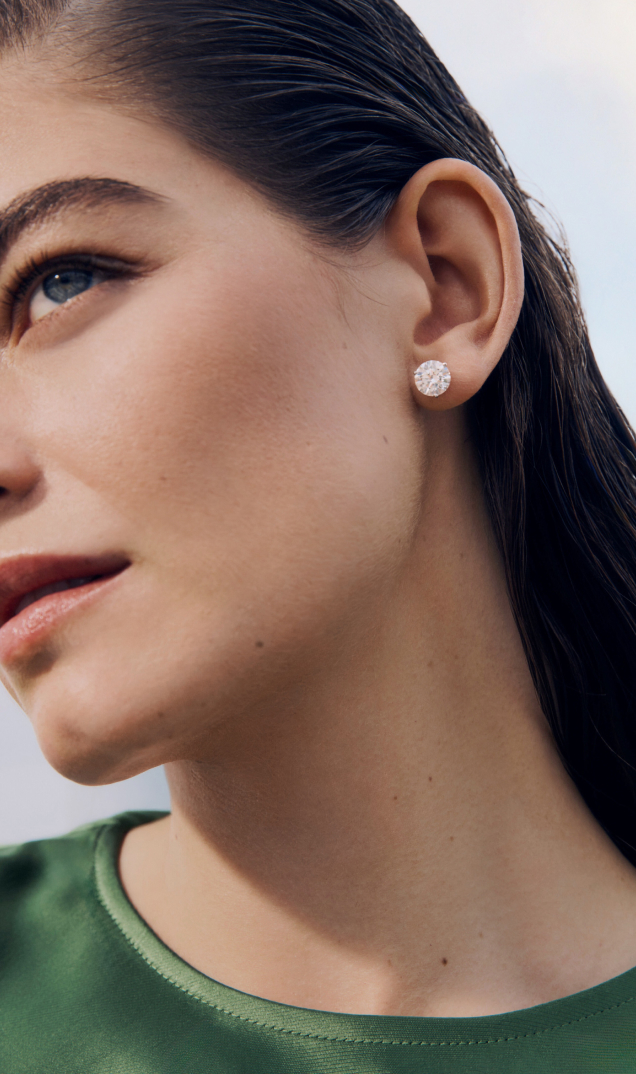 Bloomingdale's Fine Collection 4-carat certified lab-grown diamond studs in 18K white or yellow gold