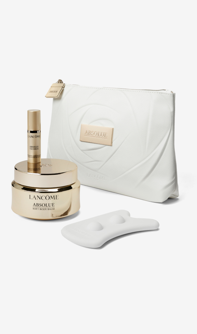 Lancôme Absolue 6.4 oz. Soft Body Balm, sample-size The Serum, body gua sha & pouch