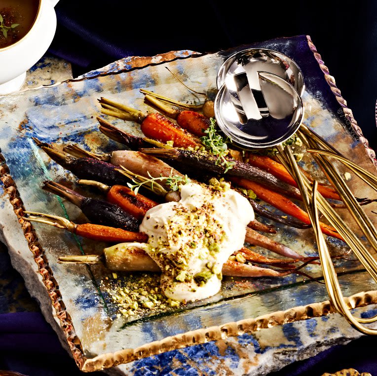 Carrots with Lemon Ash, Crème Fraîche & Pistachio