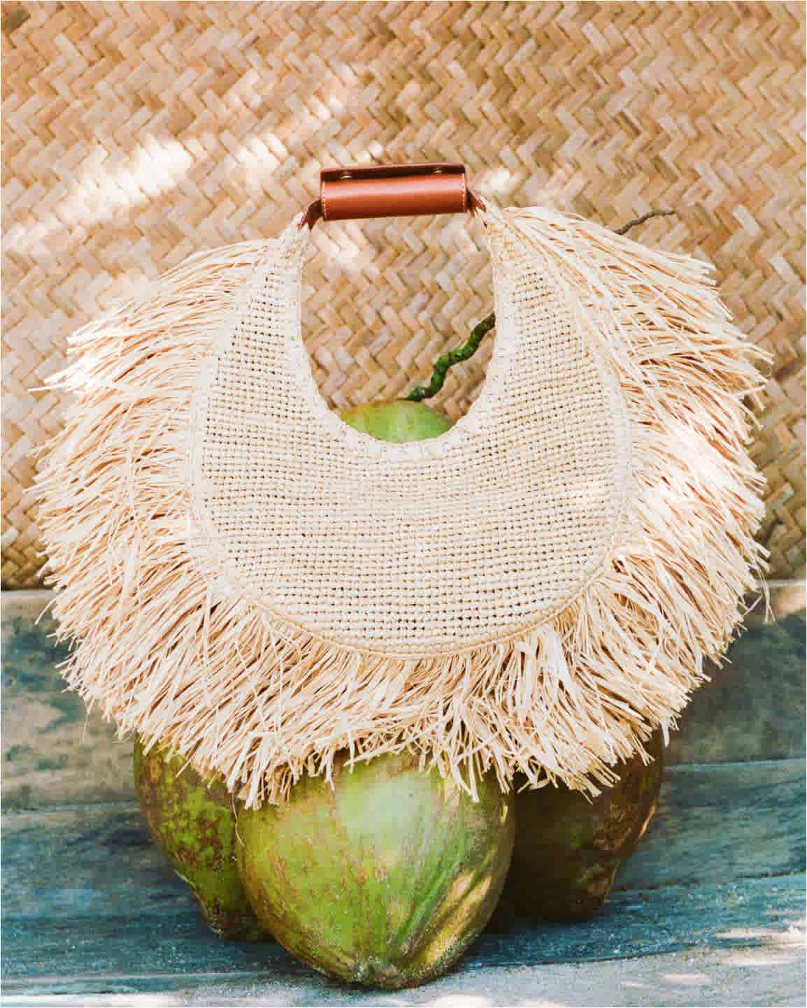 Large Raffia Moon Tote Bag