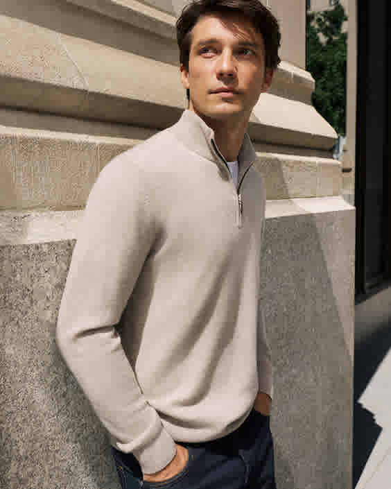 Quarter-Zip Cashmere Sweater