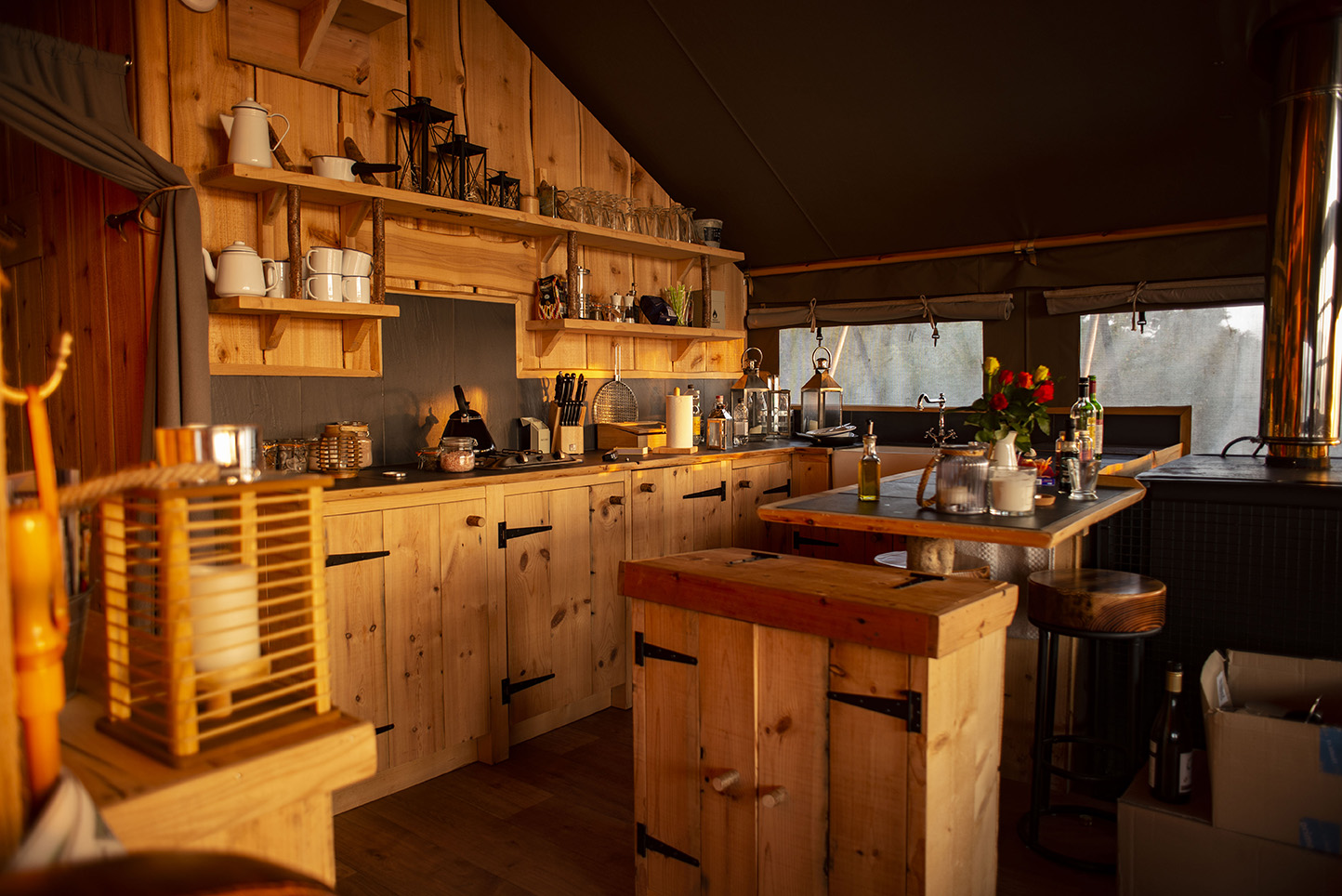 Picture of the kitchen in Glamping the Wight Way lodge near the river yar