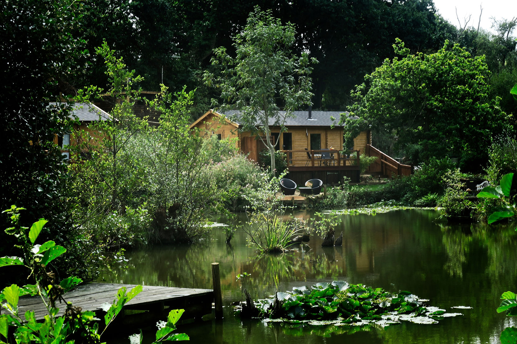 Picture of the cabins on the edge of alverstone ponds lake