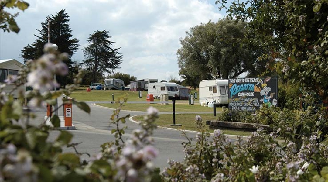 Touring entrance to thorness bay holiday park on the Isle of Wight