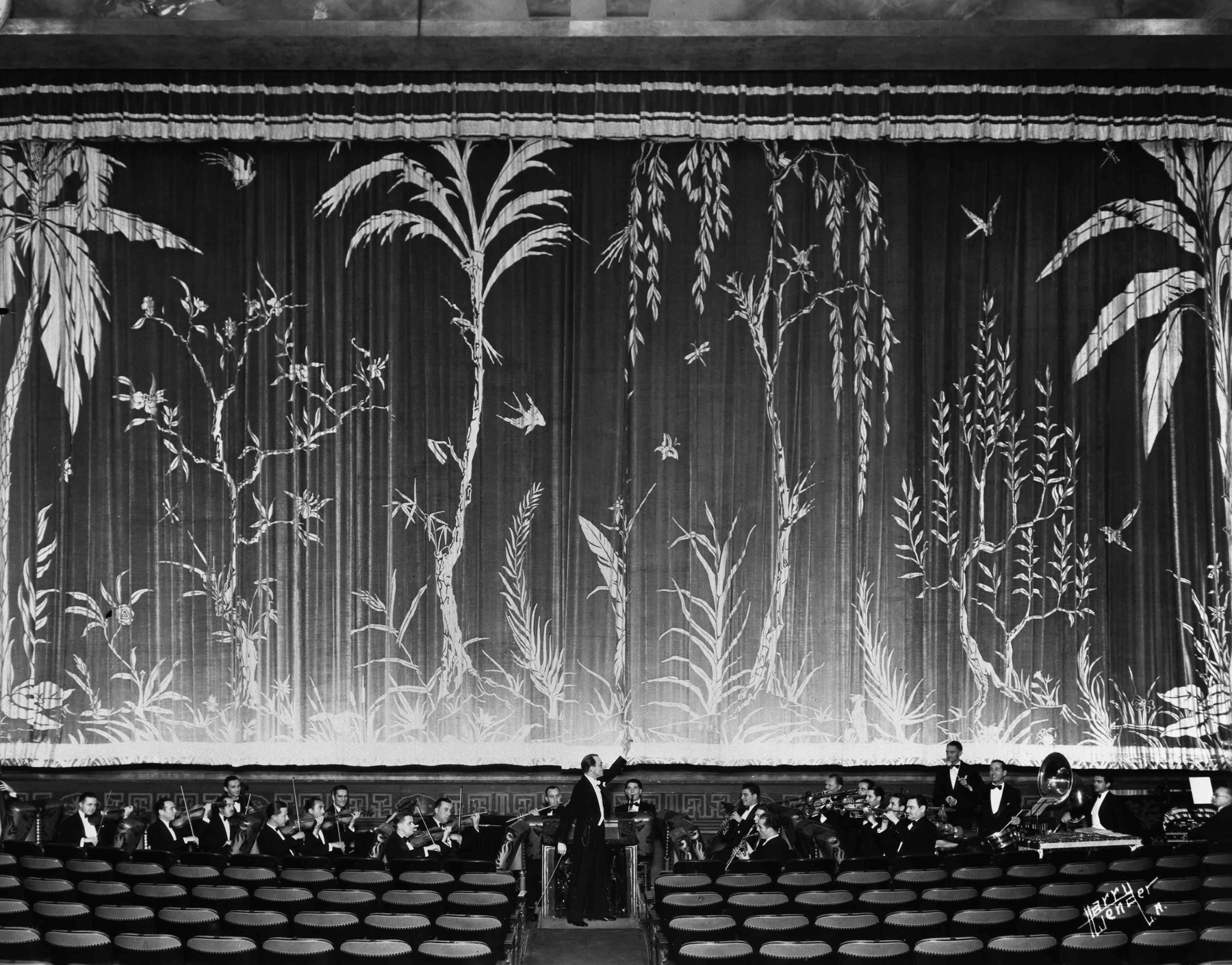 Oscar Baum (center) conducting at the Chinese Theatre, ca. 1932
 
Courtesy of Margaret Herrick Library, Academy of Motion Picture Arts and Sciences 