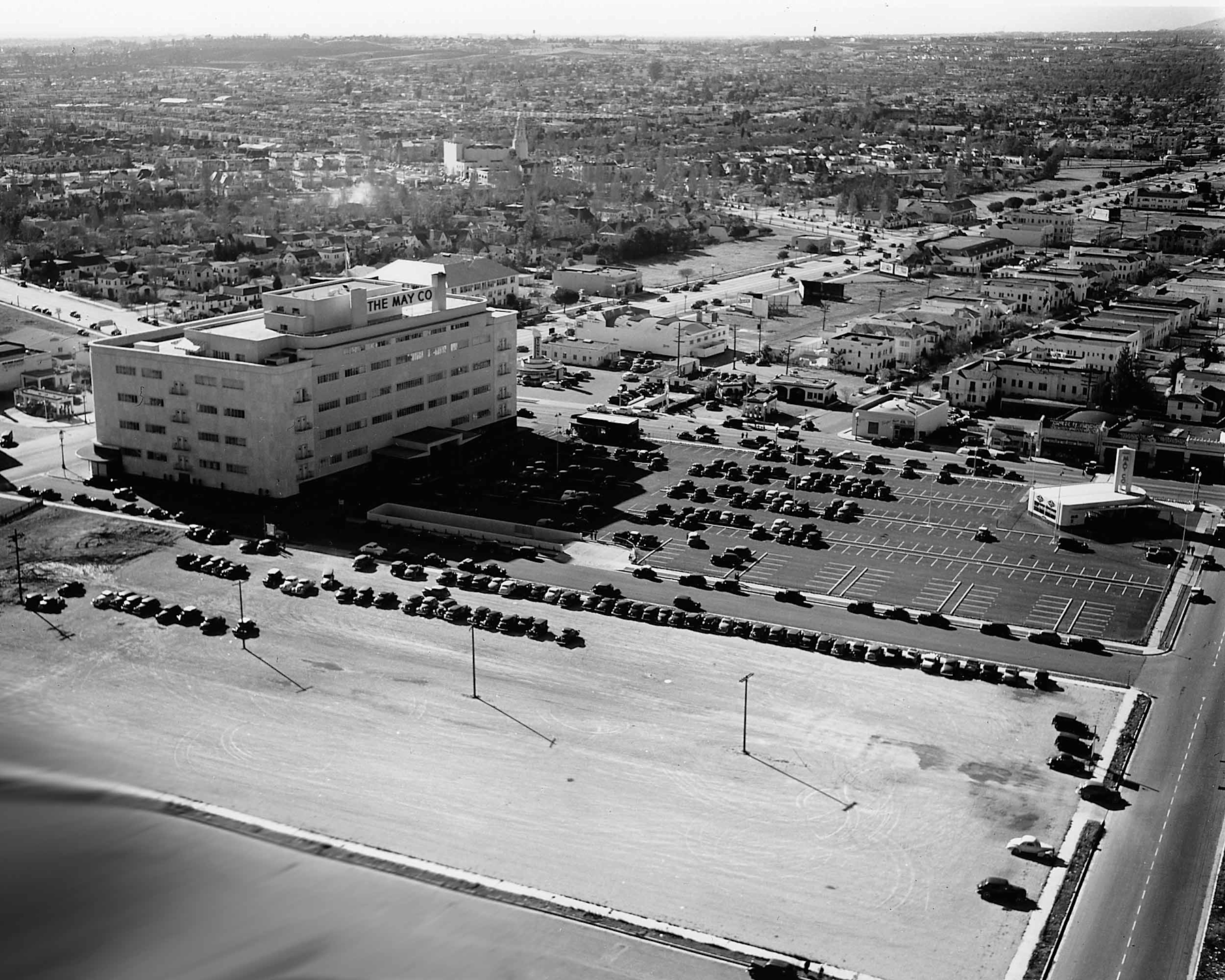 An aerial view of the May Company department, 1940
Courtesy of Bison Archives photographs collected by Marc Wanamaker, Margaret Herrick Library, Academy of Motion Picture Arts and Sciences