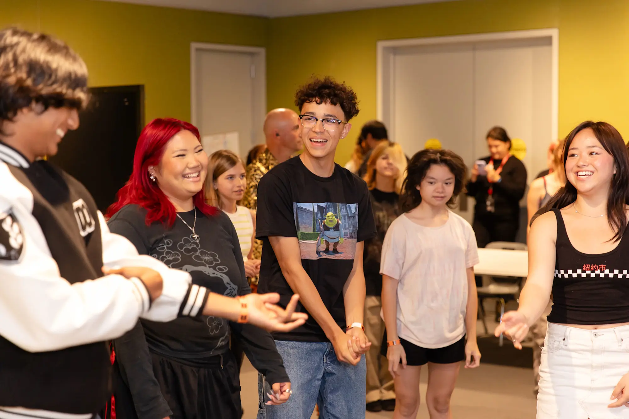 Students in a circle in Shirley Temple Education Studio