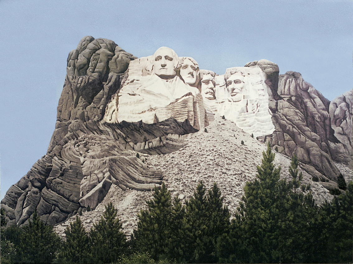 Mt. Rushmore backdrop from North by Northwest (1959), gift of the Coakley Family and JC Backings Corporation, Courtesy Academy Museum Foundation