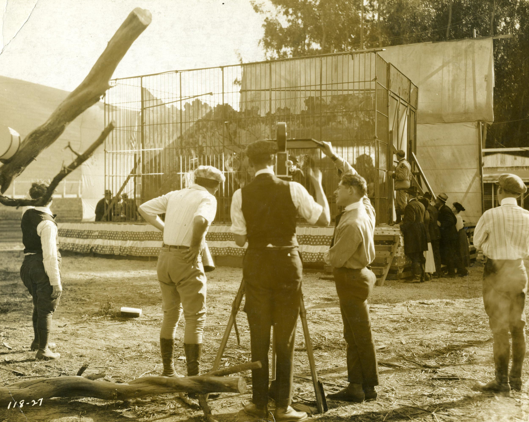 Filming at Selig Zoo studios in 1918, Historic Hollywood Photographs.
