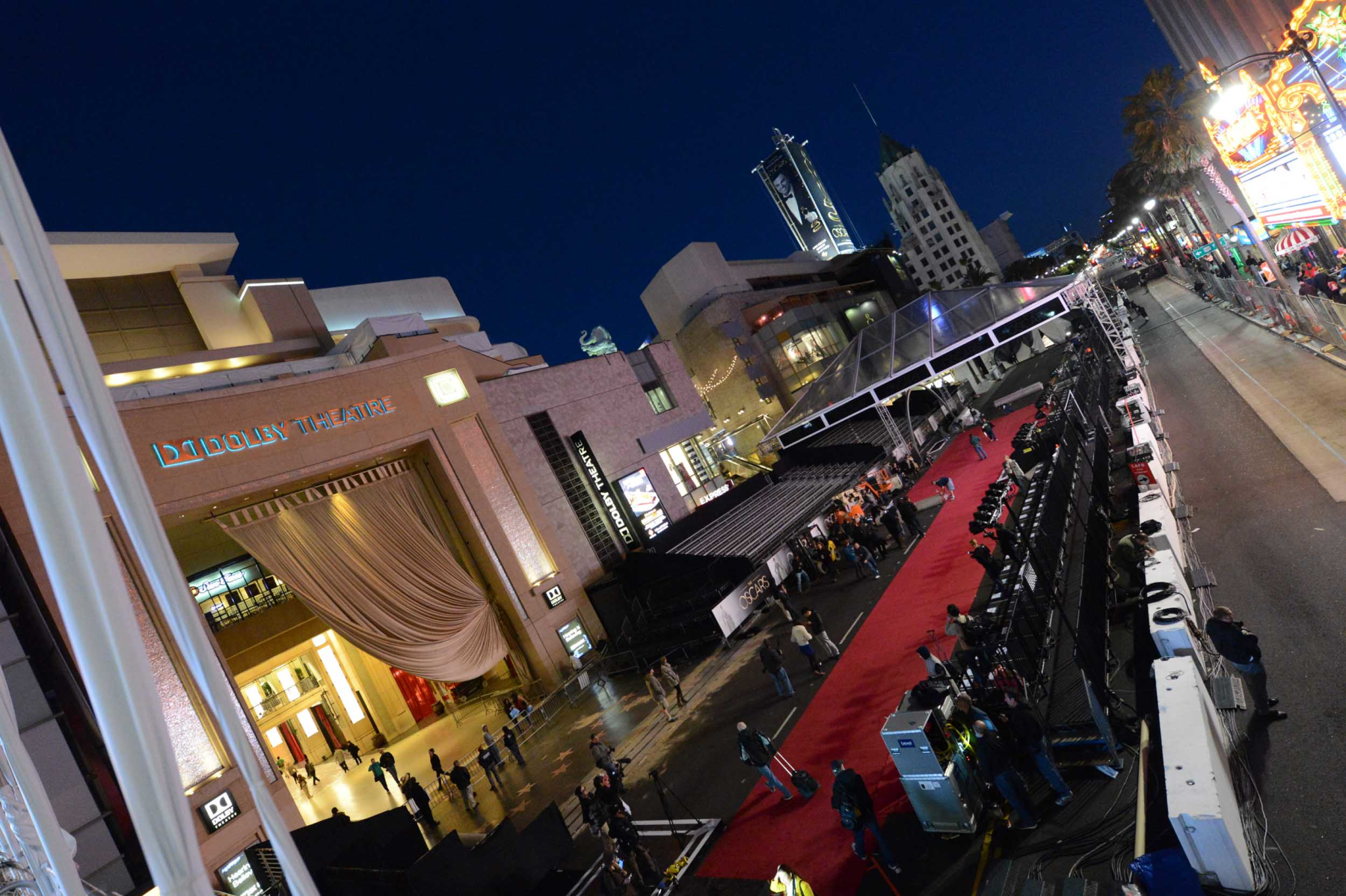 The exterior of the Dolby Theatre during set up for the Academy Awards, 2012

Courtesy of Academy Awards reference collection, Margaret Herrick Library, Academy of Motion Picture Arts and Sciences, photo: Greg Harbaugh 