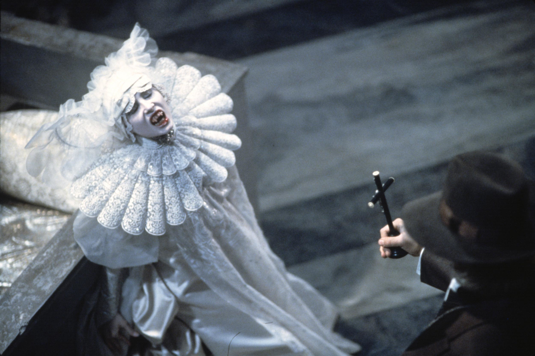 Sadie Frost in a scene from <i>Bram Stoker's Dracula</i>, 1992. Photo credit: Ralph Nelson. Eiko Ishioka papers, Margaret Herrick Library, Academy of Motion Picture Arts and Sciences.