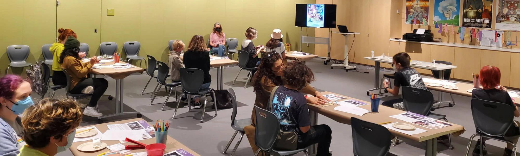 Workshop taking place in the Shirley Temple Education Studio in the Academy Museum