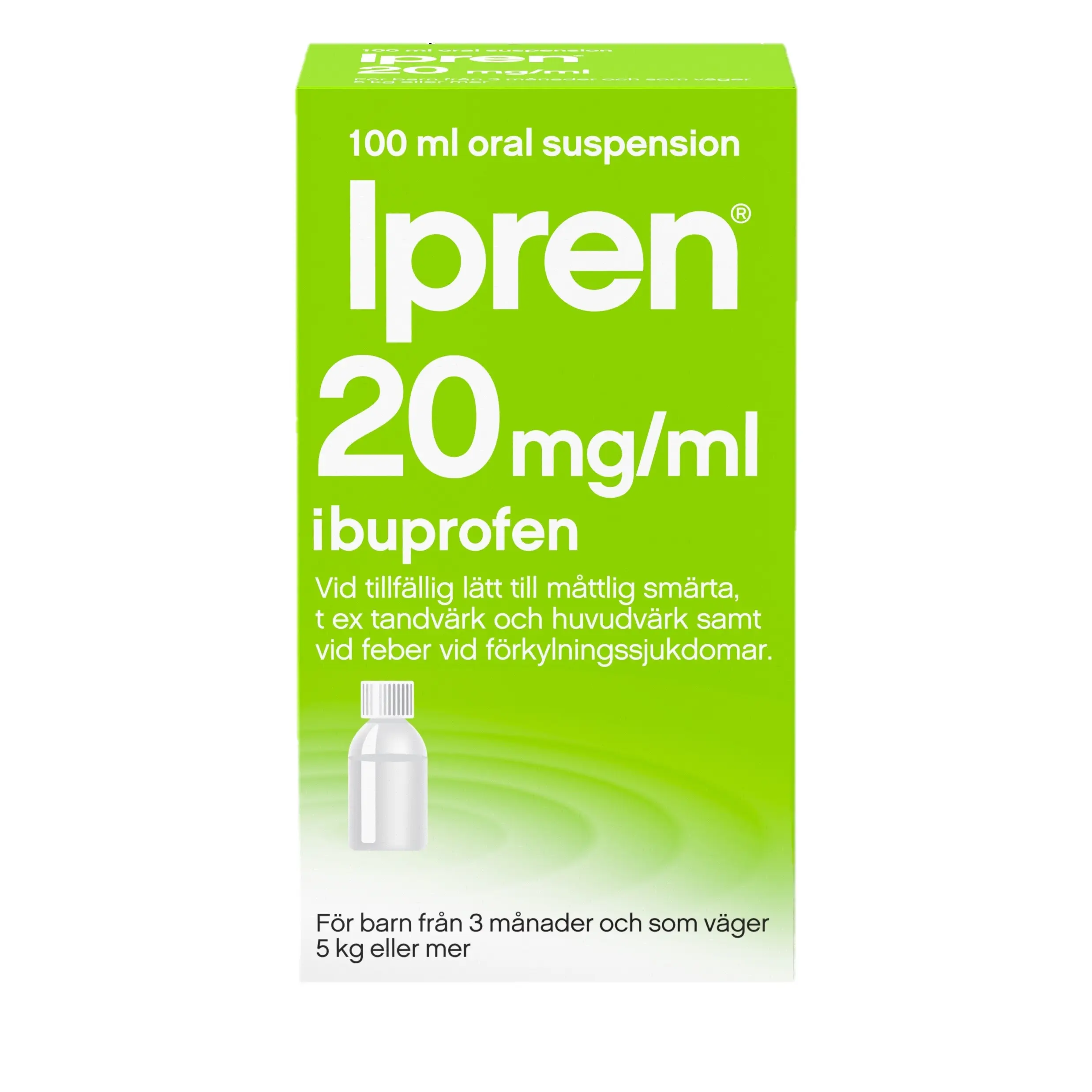 En bild på en förpackning av Ipren Oral Suspension 100 ml